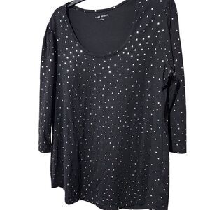 Lane Bryant Top Size 14/16 Black With Sequins.